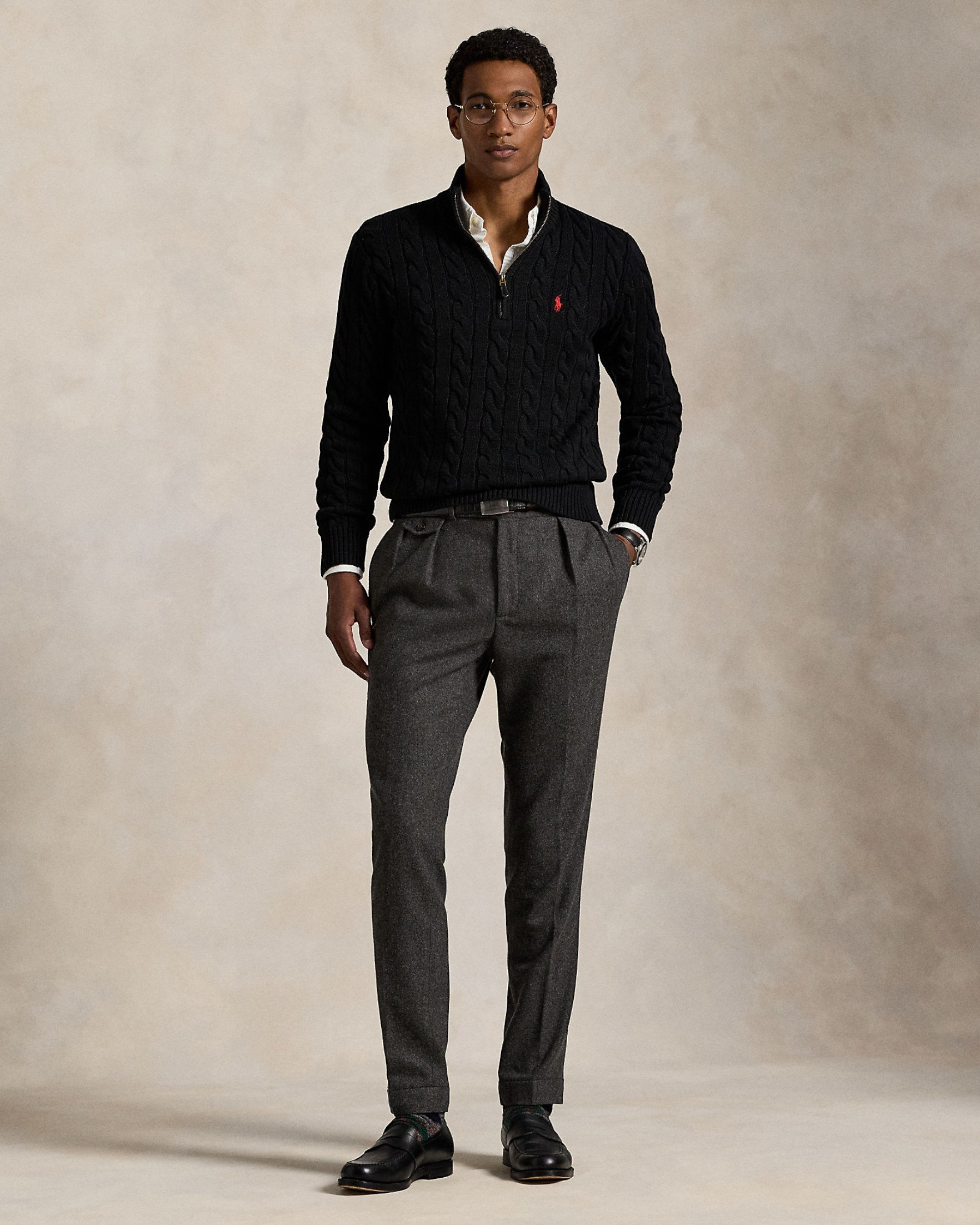 Pull torsadé demi-zippé